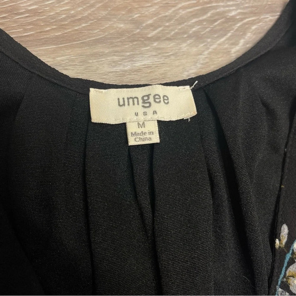 Umgee Floral Tunic High Waist Dress Sleeveless V Neck Black Size‎ M - Picture 6 of 10